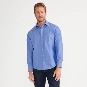 Lands' End Men's Solid No Iron Supima Pinpoint Straight Collar Dress Shirt - 1 of 4