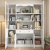 FUFU&GAGA White Tall Wood Bookshelf with Glass Doors Adjustable Shelves Display Bookcase - 4 of 4