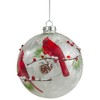 Northlight Cardinals and Faux Gems Glass Ball Christmas Ornament - 4.75" (120mm) - Red - 4 of 4