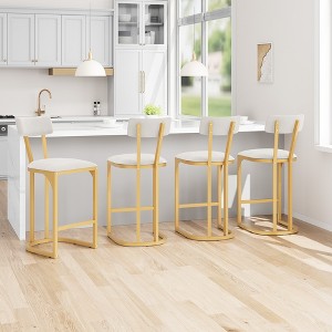 Garvee Bar Stools Set, Counter Height Bar Stools with Soft Velvet Upholstery & Metal Legs, Kitchen Island Stools with Back for Home Bar - 1 of 4