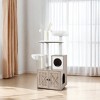 Modern Cat Tree with Litter Box Enclosure - 2-in-1 Cat Tower, 55.1-Inch Cat Condo with Scratching Posts, Removable Pompom Sticks - 3 of 4