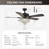 Ludomide 52" Crystal Ceiling Fan With Light And Remote Control, Luxury Black LED Chandelier  Ceiling Fan Light For Dining Room Living Room Bedroom - 3 of 4