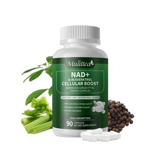 Mulittea NAD+ & Resveratrol Supplement  - Improve Skin, Sleep, Emotional Health - 90 Capsules - 1 of 4
