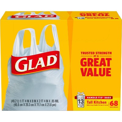 Glad Tall Kitchen White Trash Bags 13 Gallon - 68ct