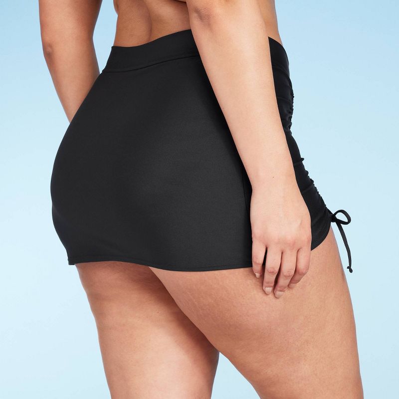 Women's High Waist Shirred Swim Skirt - Shade & Shore™ Black, 6 of 7