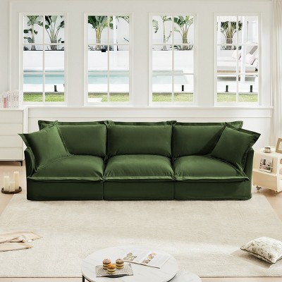 3-Seat Sectional Sofa,Straight Sectional Sofa With Soft Multiple Big Pillows And Detachable Cover,Sofa Couch For Living Room-Cuddlewood