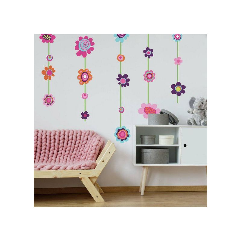 Flower Striped Peel and Stick Giant Wall Decal - RoomMates, 1 of 9