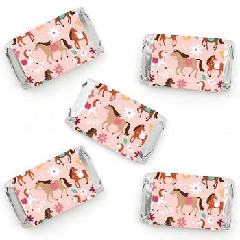 Big Dot of Happiness Run Wild Horses - Mini Candy Bar Wrapper Stickers - Pony Birthday Party Small Favors - 40 Count