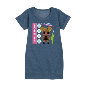 - LOL Surprise! - Queen Bee is Born to Roam Graphic Short Sleeve Fleece Dress - 1 of 4
