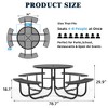 COWLOWN Black 46" Round Outdoor Steel Picnic Table with Central Umbrella Pole, Outdoor Gatherings - 4 of 4