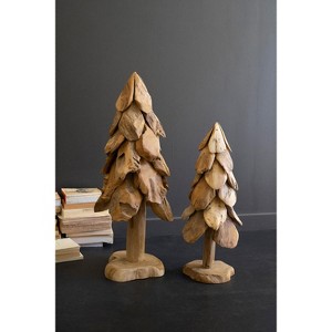 Rustic Teak Christmas Tree – 31.5"H Handmade Holiday Tabletop Decor (Large) by Kalalou - 1 of 3