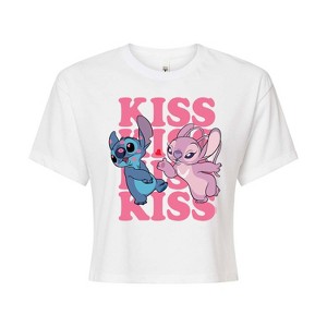 Women's - Lilo and Stitch - Kiss Cropped Graphic T-Shirt - 1 of 4