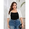 Women Plus Size Cardigan 3/4 Sleeve Crew Neck Bolero Sweaters Open Front Knit Bolero Shrugs - 4 of 4