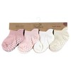 Touched by Nature Infant Girl Organic Cotton Socks with Non-Skid Gripper for Fall Resistance, Soft Pink Neutral - 2 of 4