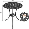 Patio Bistro Table, 23.6in Outdoor Round Cast Aluminum Bistro Table, Small Metal Cafe Table with Umbrella Hole for Garden, - 2 of 4
