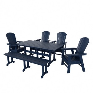 WestinTrends 6 Piece Outdoor Patio Dining Table and Armchair Dining Bench Set - 1 of 2