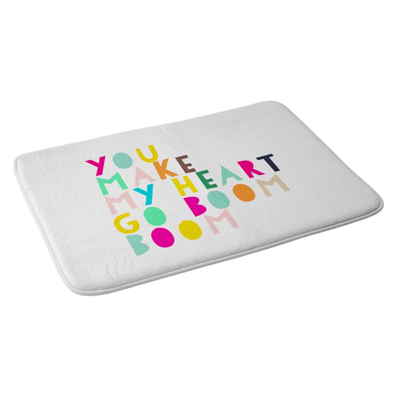 Hello Sayang You Make My Heart Go Boom Boom Bath Rugs and Mats White 24" x 36" - Deny Designs, 1 of 6