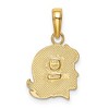 Black Bow Jewelry 14k Yellow Gold Flat Profile Girl Head Pendant, 12mm (7/16 inch) - 3 of 4