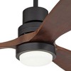 52" Casa Vieja Delta-Wing DC Modern Indoor Outdoor Ceiling Fan with LED Light Remote Control Matte Black Dark Walnut Damp Rated for Patio Exterior - 3 of 4