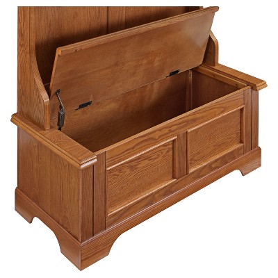 Campbell Oak Hall Tree with Spacious Storage Bench and Double Hooks