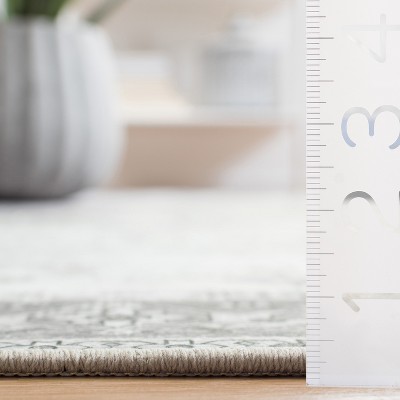 Elegant Grey Synthetic 6' x 9' Hand-Knotted Area Rug