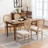 French Country Rattan Back Dining Chairs Set of 2 with Linen Seat and Carved Wood Frame for Dining Room-Cuddlewood - 3 of 4