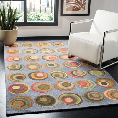Handmade Blue and Multicolor Wool and Viscose 5' x 7' Tufted Area Rug