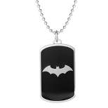 DC Comics Mens Batman Logo Stainless Steel Dog Tag Pendant Necklace, 22'' Link Chain