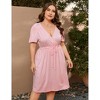 Coolmee Women's Plus Size Dress Short Sleeve A Line Wrap Drawstring Dress Flowy V Neck High Waist Midi Dress - 3 of 4