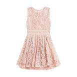Beautees Girls Strech Lace Skater Dress With Sweetheart Neckline