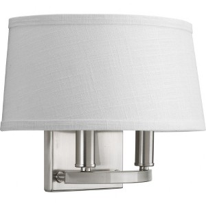 Progress Lighting Cherish 2-Light Wall Sconce, Brushed Nickel, Summer Linen Shade - 1 of 4