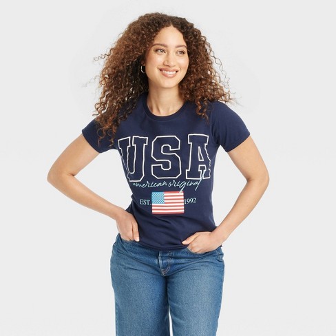 Women s Usa Original Short Sleeve Graphic T shirt Navy Blue Target