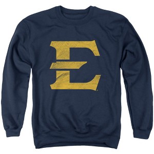 East Tennessee State University Official Distressed Primary Adult Crewneck Sweatshirt, Navy - 1 of 4