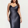 Anna-Kaci Lounge Women's Satin Slip Midi Dress with Draped Neckline Adjustable Straps and Soft Body-Skimming Flowing Silhouette - 4 of 4