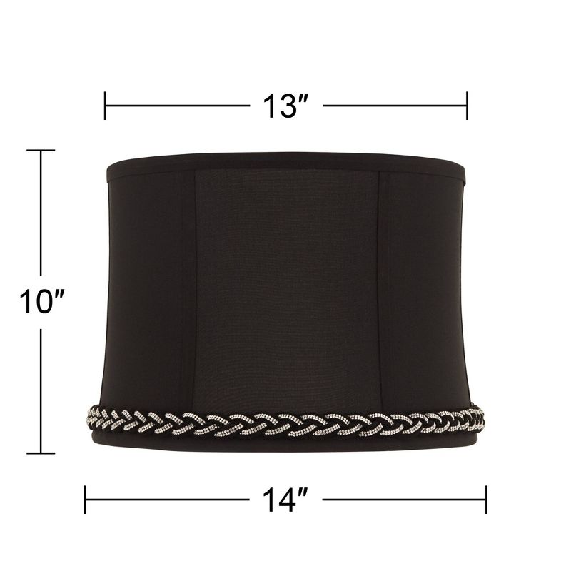 Springcrest Massa Drum Lamp Shades Black Medium 13" Top x 14" Bottom x 10" High Washer with Replacement Harp and Finial Fitting, 4 of 8