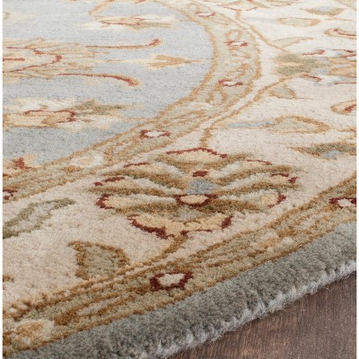 Handmade Blue and Beige Wool Tufted Accent Rug