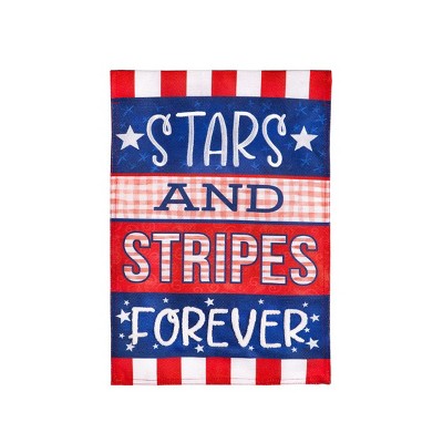 Evergreen Stars and Stripes Forever Burlap Garden Flag 12 x 18 Inches Indoor Outdoor Decor