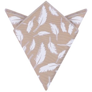 INSPIRE CHIC Men's Feather Pattern Pocket Square with Embroidered Edge - 1 of 4