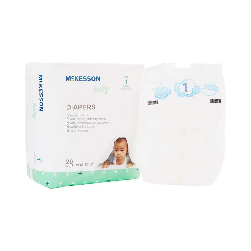 McKesson Baby Diapers, Disposable, Moderate Absorbency, Size 1, 1 of 5