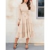 Clearlove Women Long Sleeve Crew Neck Fall Dress Fit Floral Flowy Maxi Dresses Tiered Cocktail Dress - 2 of 4