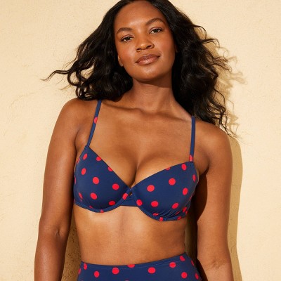 Shade & Shore Women's Polka Dots Underwire Bikini Top - Shade & Shore™ Navy Blue 34B — фото 3