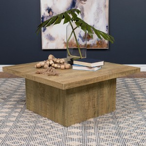Kumasinova 35.5" Mango Square Coffee Table,Rustic Natural Wood Grain End Table,Side Table and Center Table for Living Room Furniture - 1 of 4