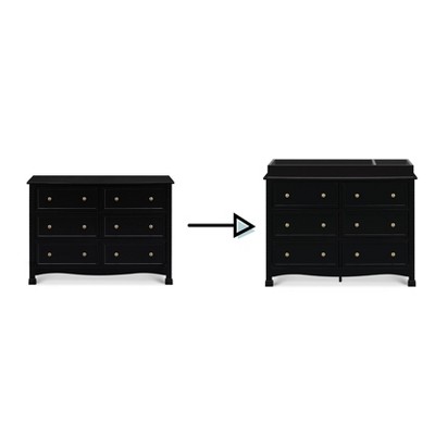 Ebony Horizontal Double Nursery Dresser with 6 Spacious Drawers