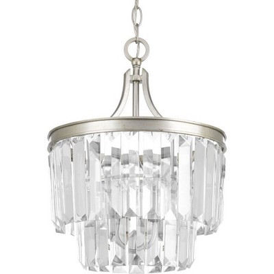 Glimmer Silver Ridge 3-Light Semi-Flush Pendant with Prismatic Glass
