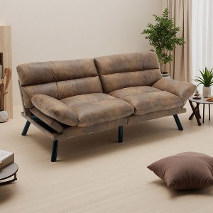 70" Velvet Modern 2-Seater Sofa with Thick Cushions & Metal Legs - 1 of 4