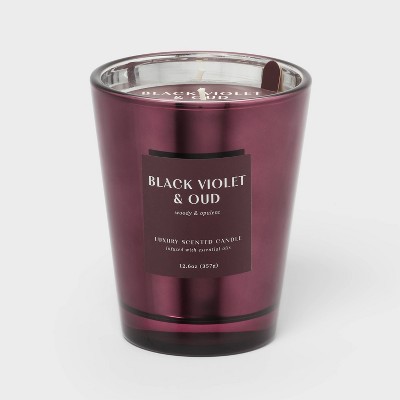 12.6oz Metallic Jar Candle Black Violet and Oud - Threshold™
