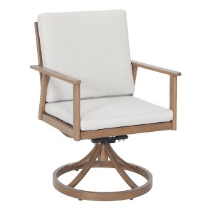 Anybear 2Pcs Swivel Dining Chair Aluminum Slat with 5cm Cushion and Backrest Beige - 1 of 4