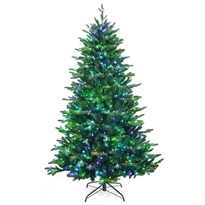 Costway 7ft App-Controlled Pre-lit Christmas Tree Multicolor Lights w/ 15 Modes