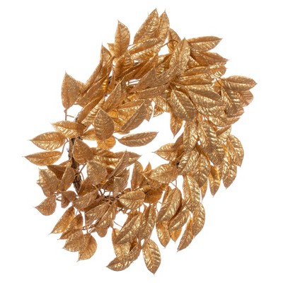 Gold Glitter Artificial Gardenia Wreath for Indoor/Outdoor Decor