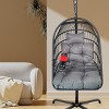 1 Piece Hanging Basket Chair Rattan and Metal Frame with Stand Foldable Seat and Cushion for Patio or Indoor Use - Coolbibila - 2 of 4